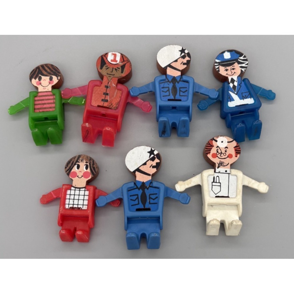Vintage 70s & 60s Fisher Price Lacing Toy Figurines Lot of 7